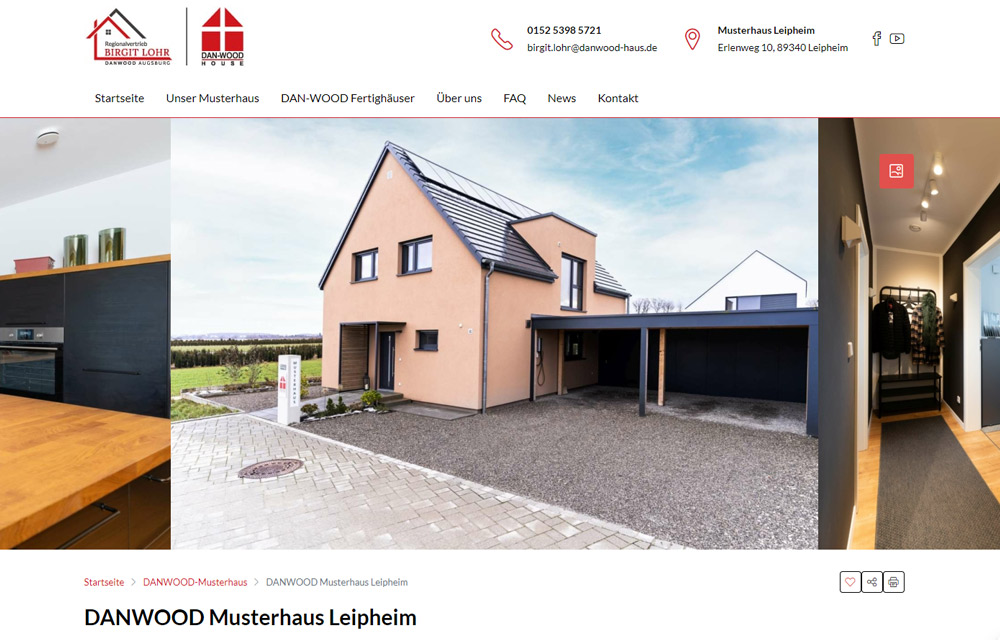 Website Danwood Musterhaus Leipheim